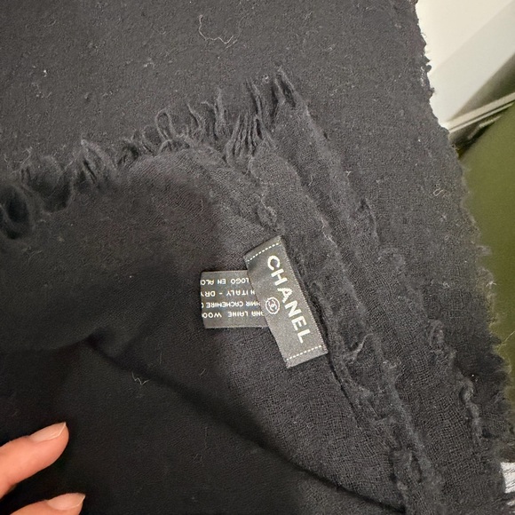 CHANEL Classic Black Wool Scarf